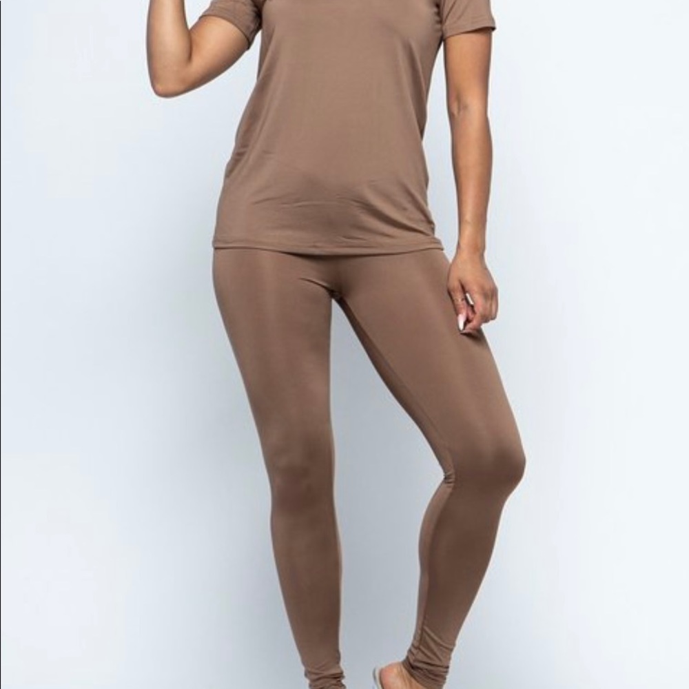 Ladies Dark Taupe Leggings Set